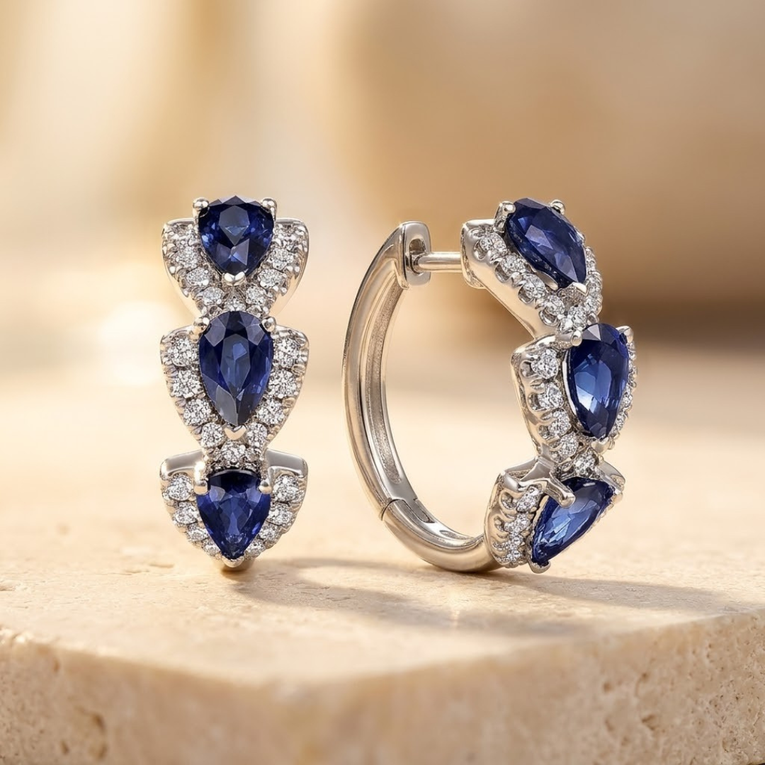 Bijoux Halo en Argent avec Saphir