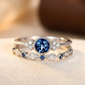 Bague Halo en Argent avec Saphir