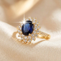 Bague Halo en Or avec Saphir