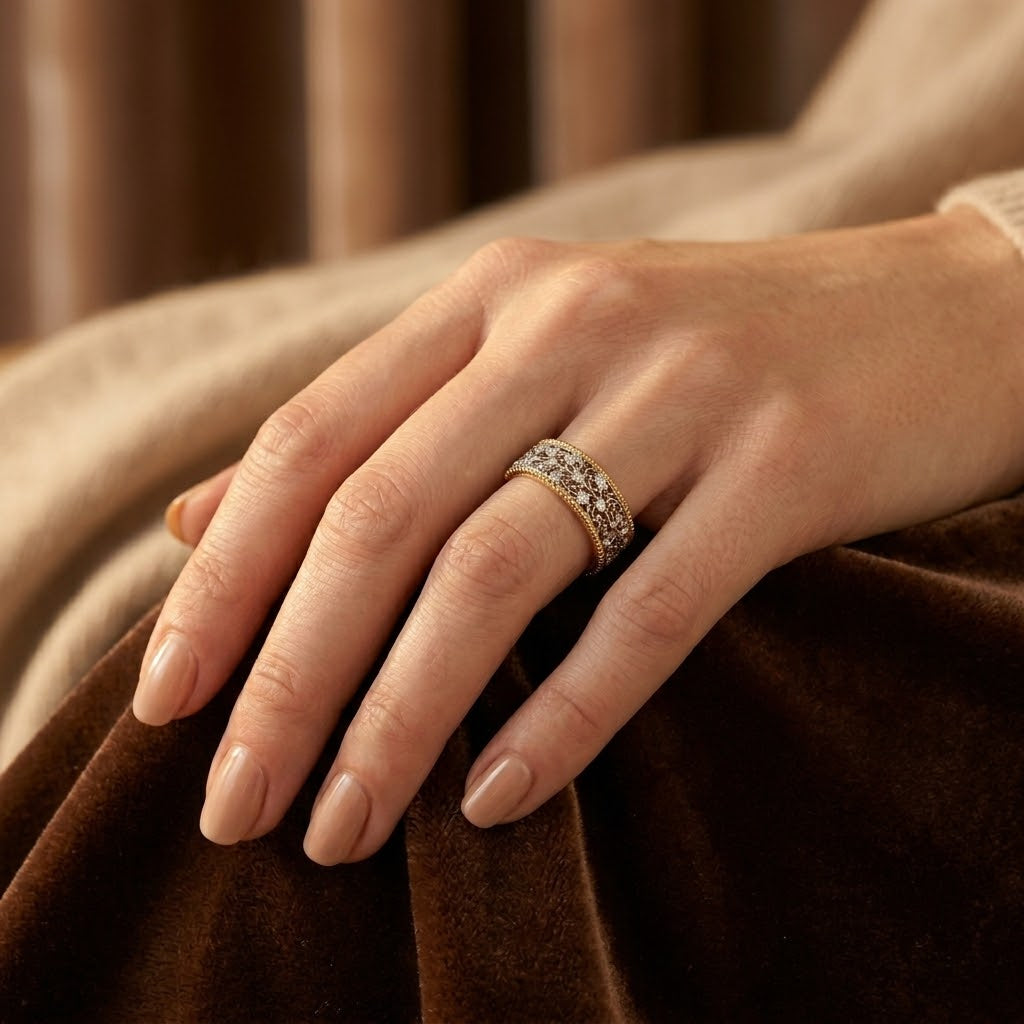 Bague raffinée en argent et or