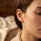 Boucles d'oreilles en or avec émeraude en forme de goutte