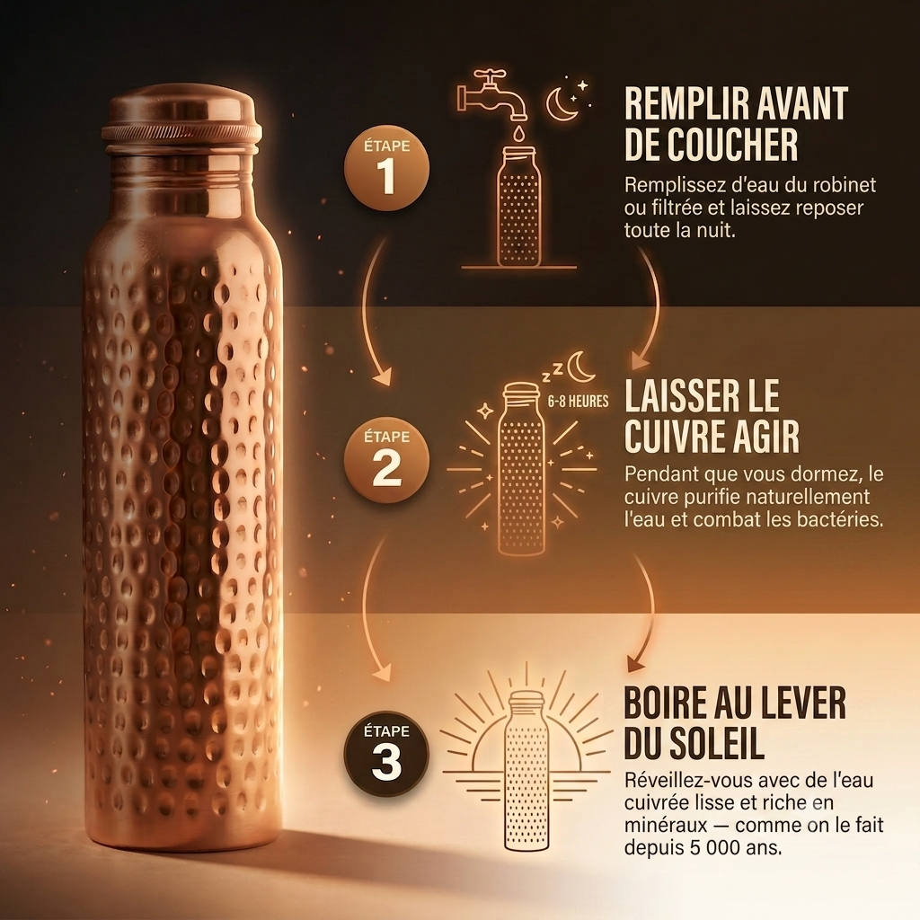 Bouteille en cuivre pur de Rose
