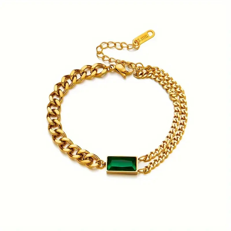 Bracelet en or avec fermoir et émeraude