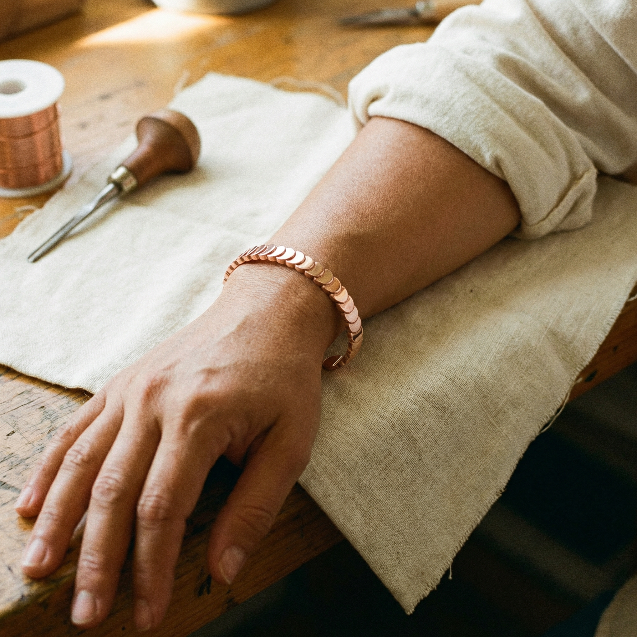 Bracelet en cuivre Vague de Rose
