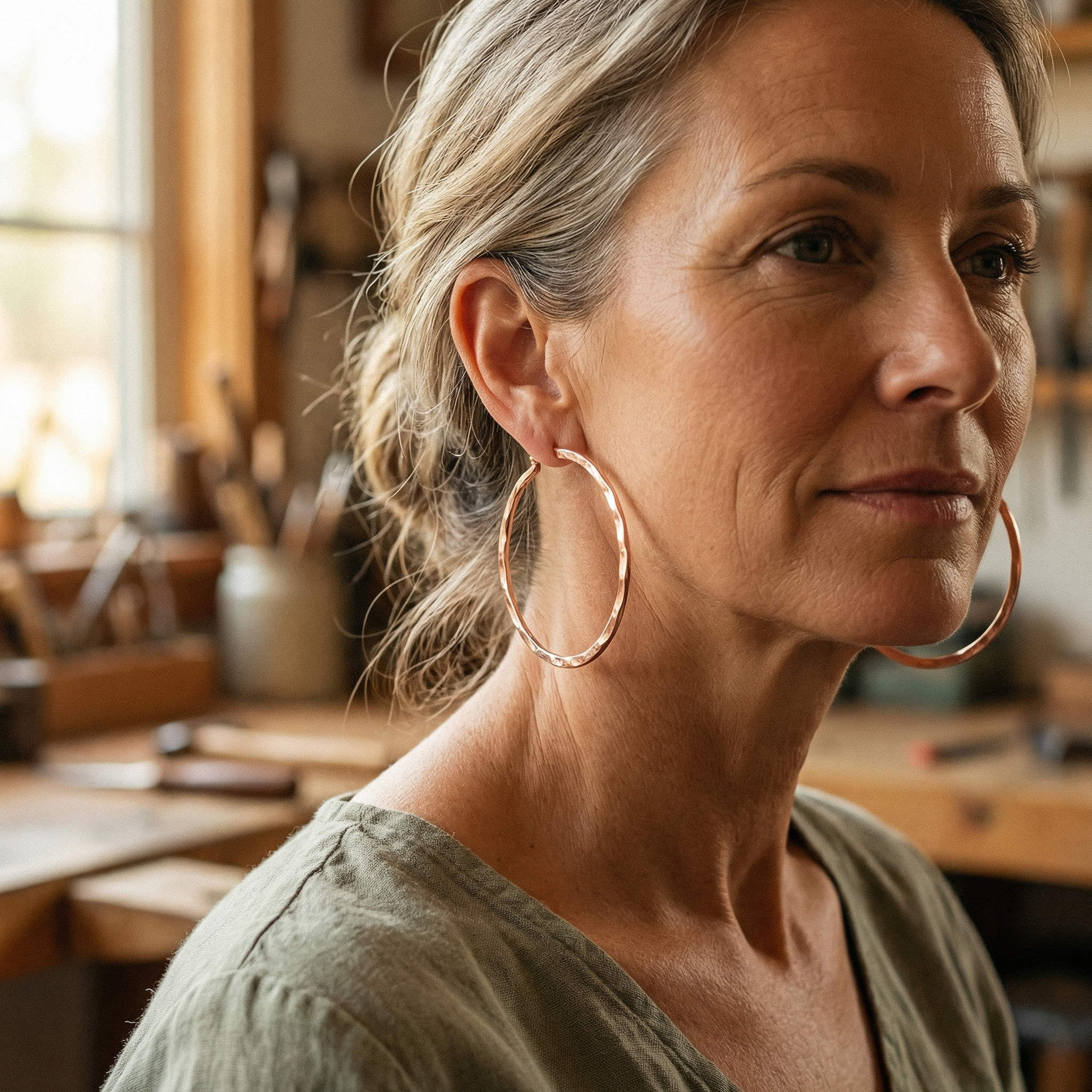Boucles d'oreilles en cuivre Aube de Rose