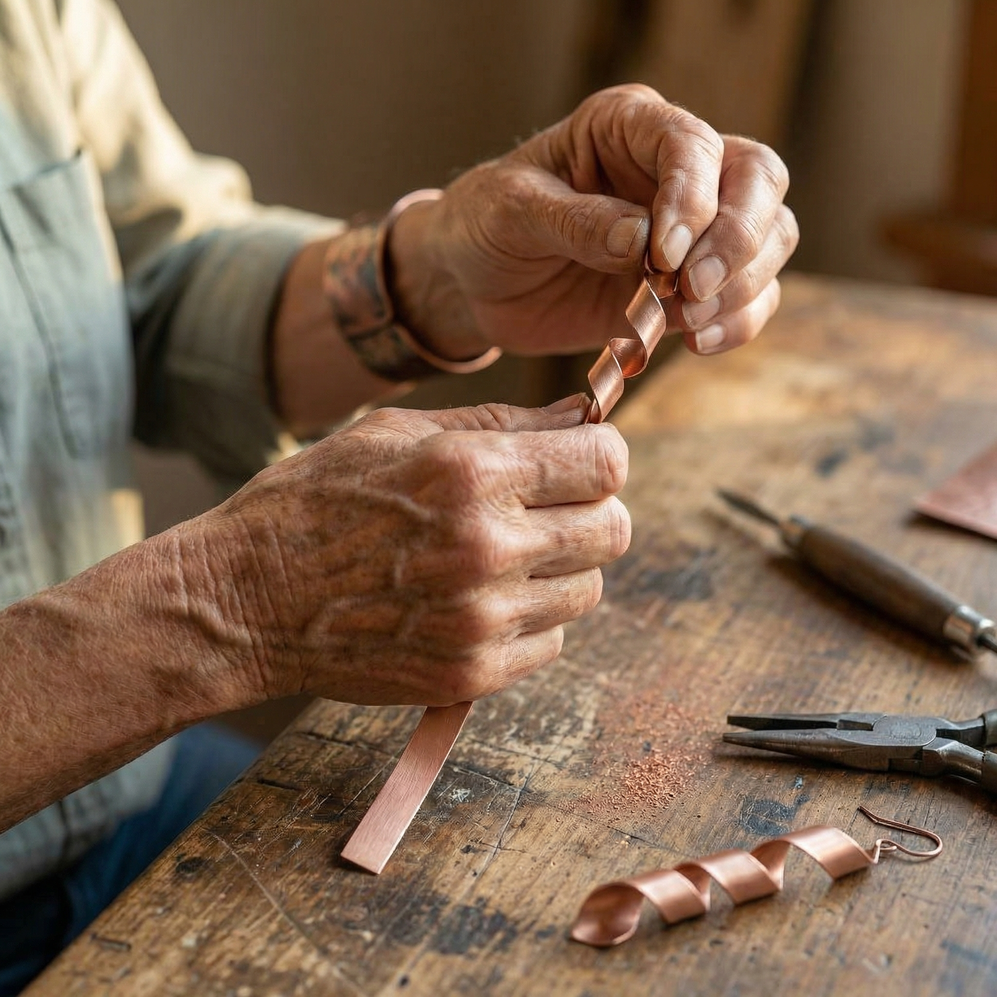 Boucles d'oreilles en cuivre Crépuscule de Rose