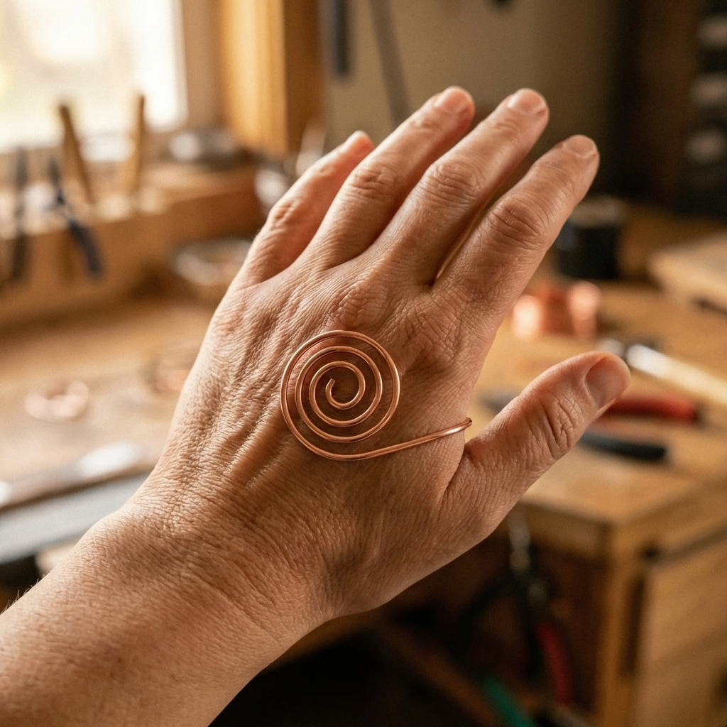 Spirale en cuivre pour les mains de Rose
