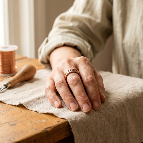 Bague en cuivre Turquoise de Rose
