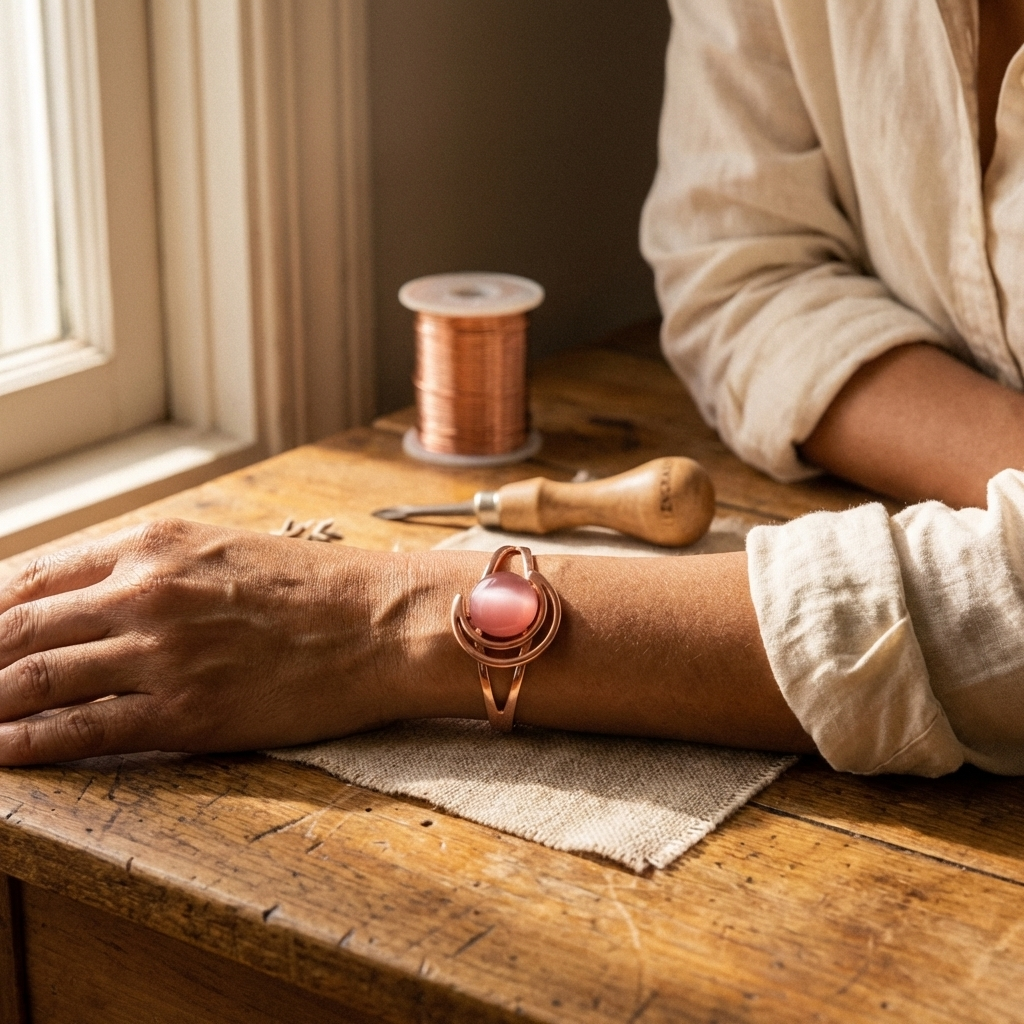Bracelet en cuivre rosé Sphère de Rose