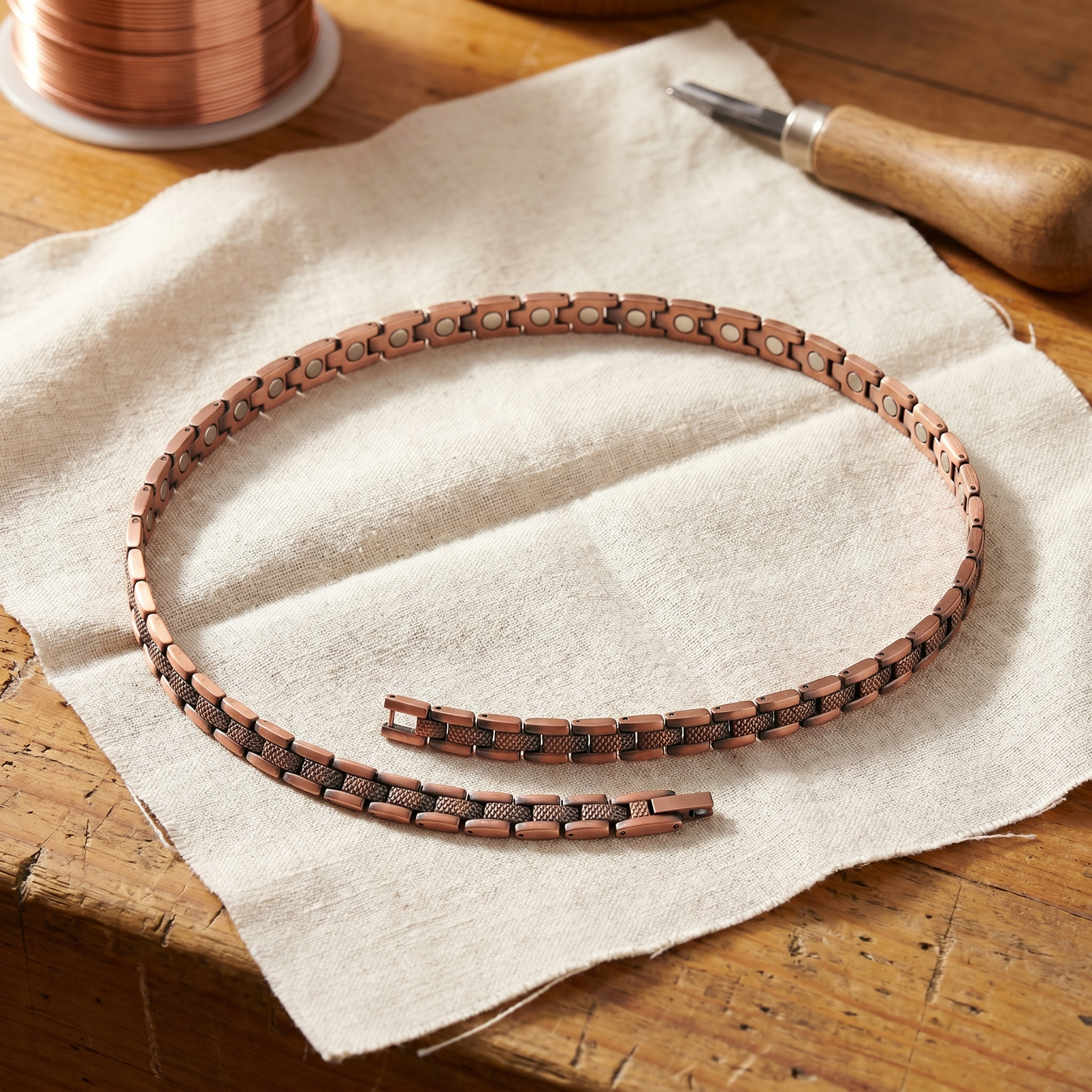 Collier en cuivre Brume de Rose