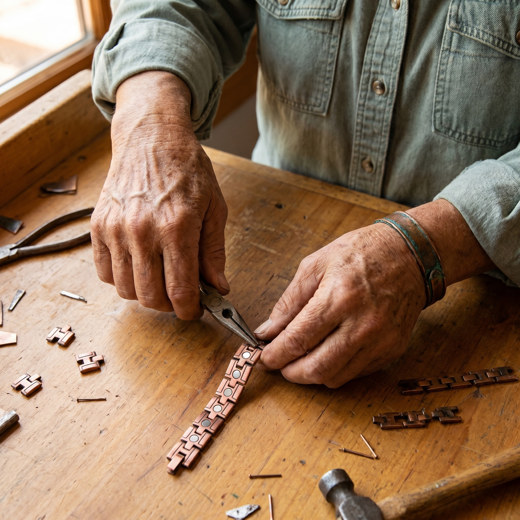 Bracelet en cuivre pour hommes Ajonc de Rose