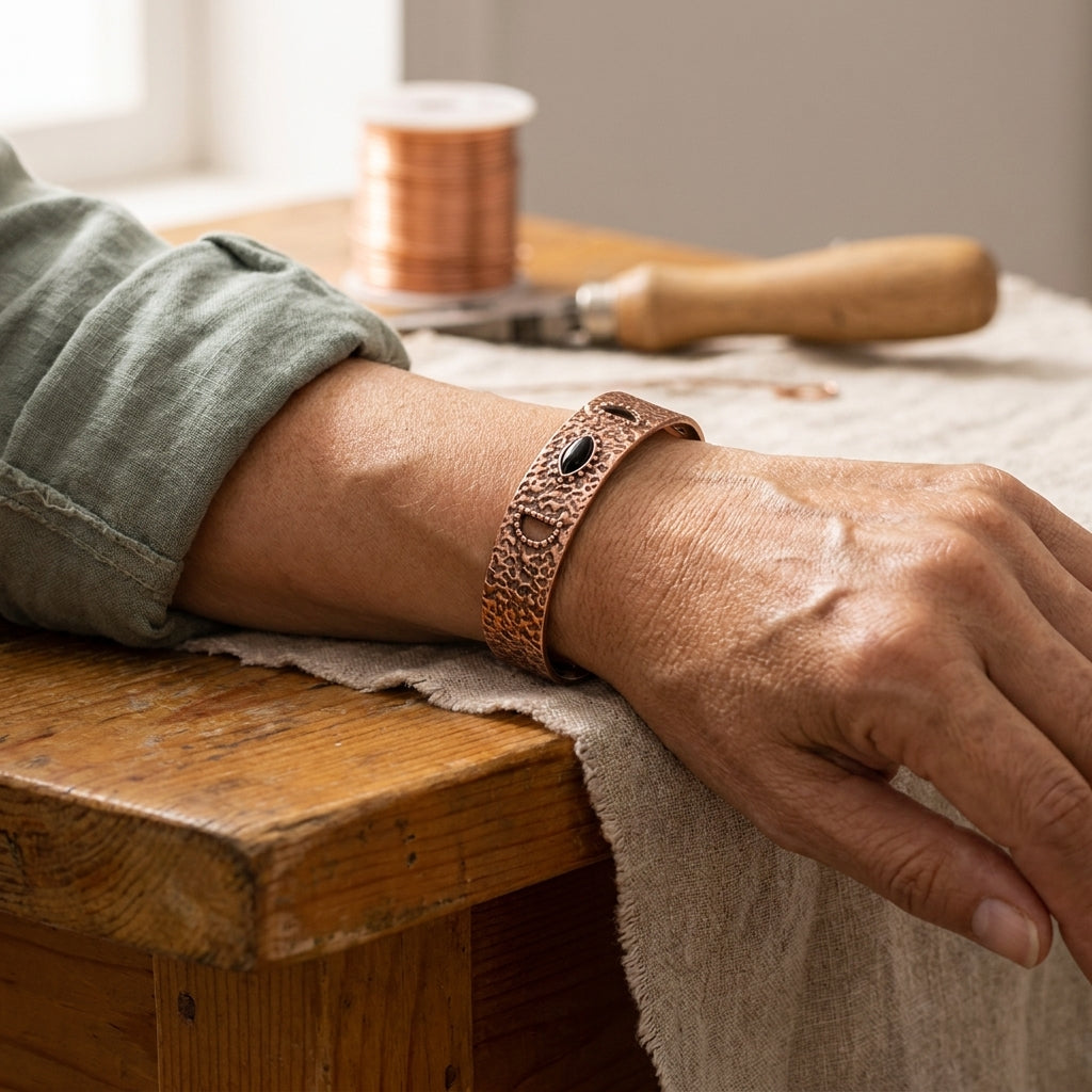 Bracelet en cuivre Brume Dorée de Rose